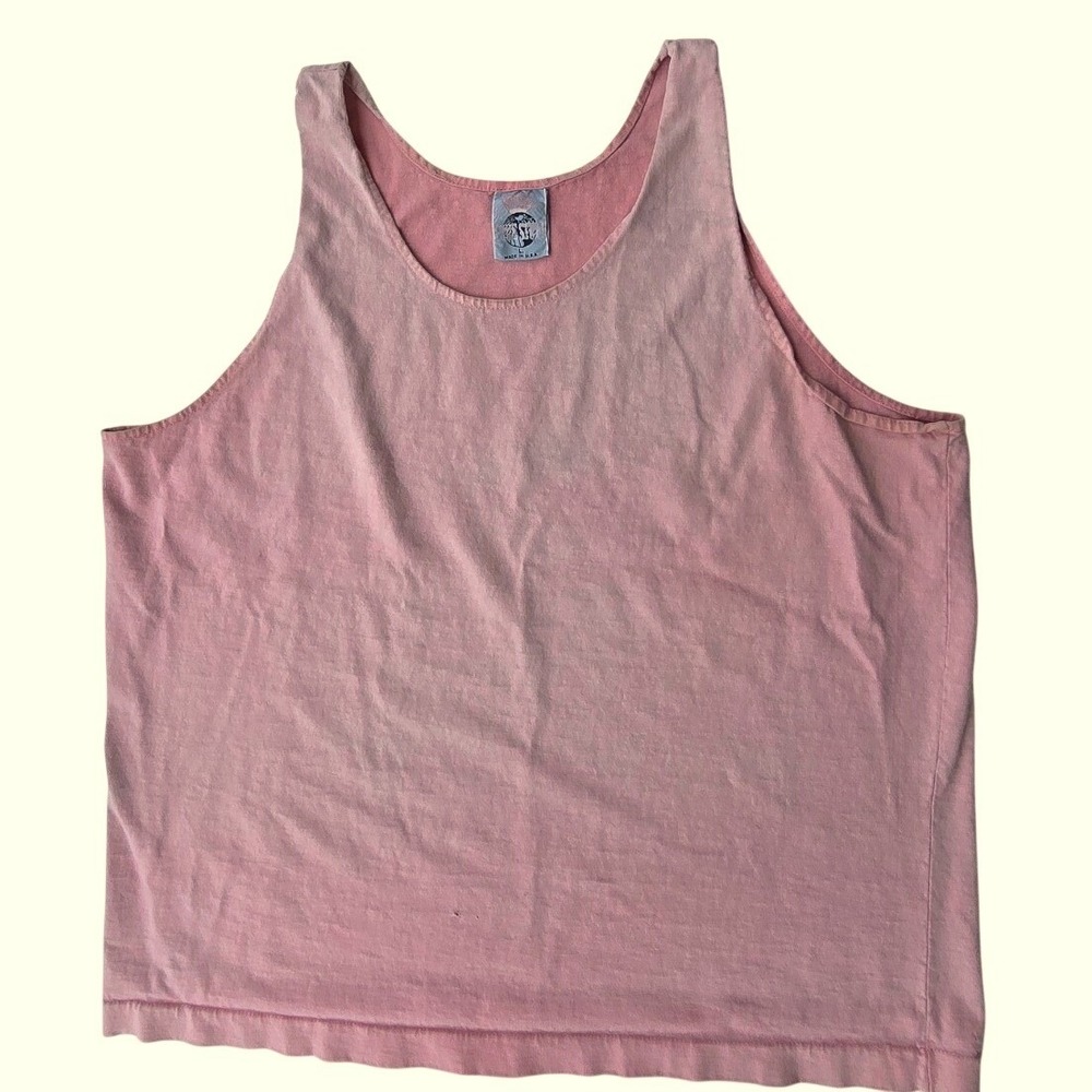 Vintage Pure Stuff Pink Acid Wash Cotton Muscle Tank Top USA Made Large